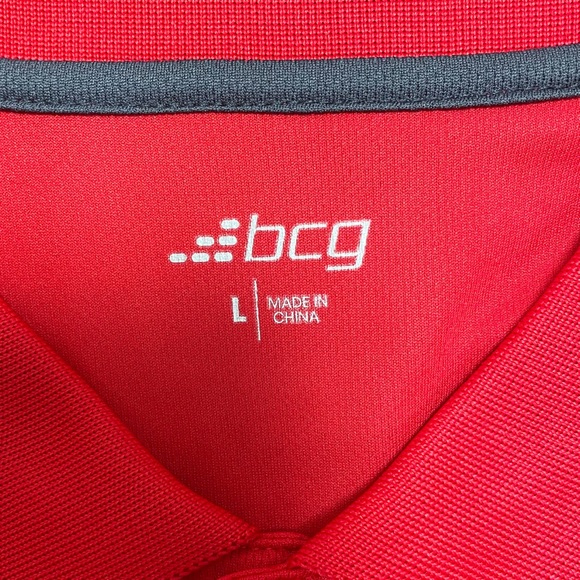 BCG Mens Tango Red Training Coaches Short Sleeve Textured Polo Shirt NWT Large - Picture 8 of 9